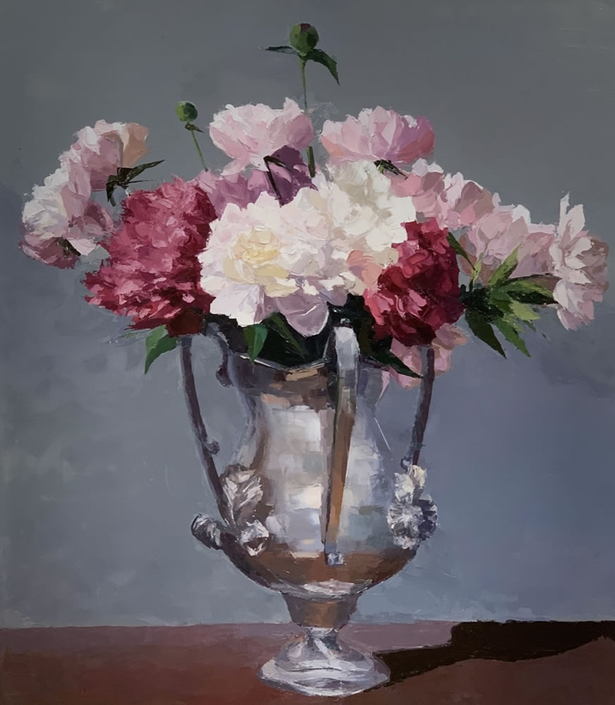 Peonies in a Silver Chalice