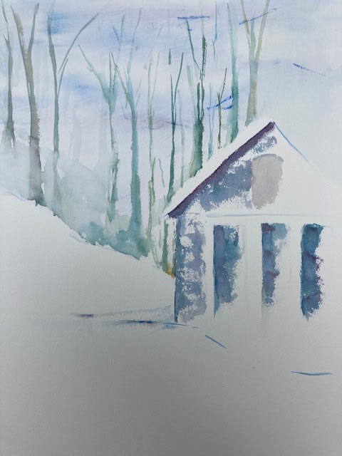 Outbuilding in Snow, 2021 Watercolor 300