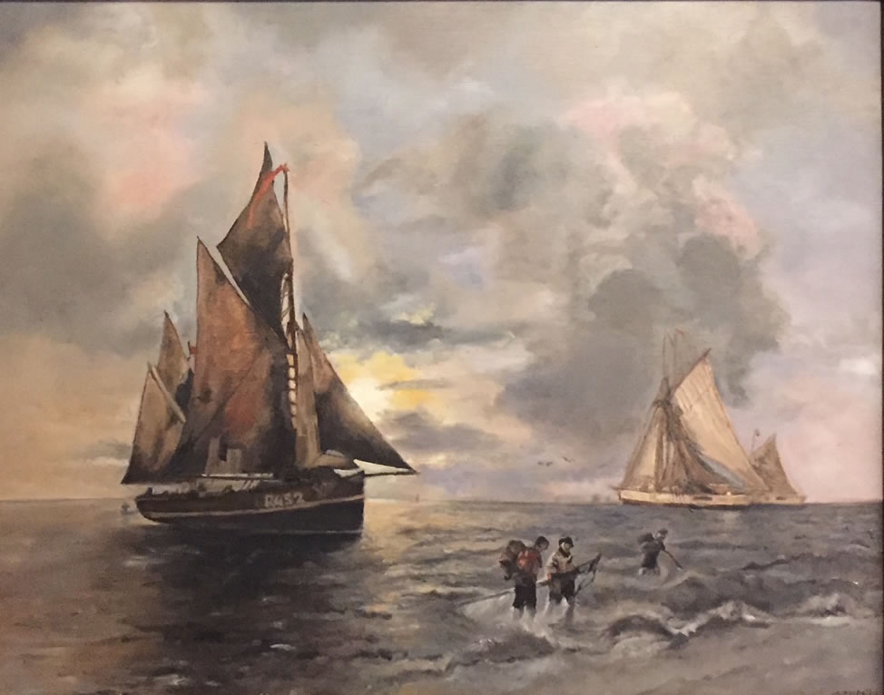 A Coastal Landscape with Sailing Ships by Moonlight