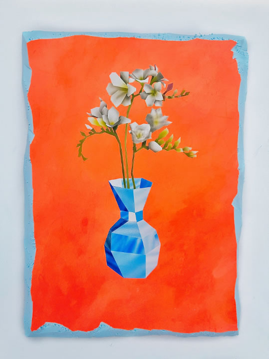 Freesias in a Bluer Vase